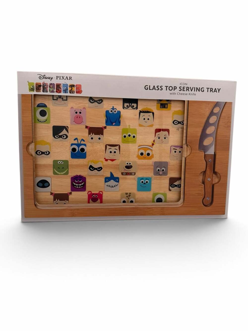 Disney Pixar Collection Icon Glass Top Serving Tray Knife Set